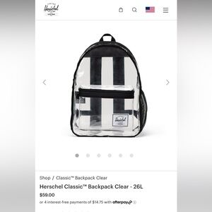 Hershel 26l clear back pack